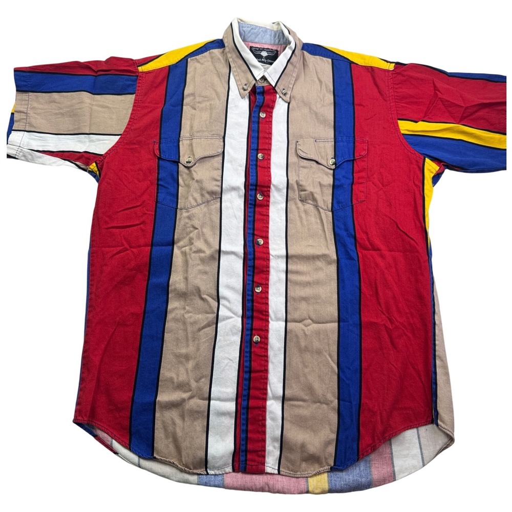 Flying R Ranchwear Mens Large Striped colorblocked Western Shirt  Large vtg Y2K